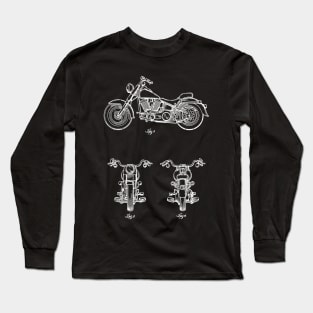 Motocycle Vintage Patent Drawing Long Sleeve T-Shirt